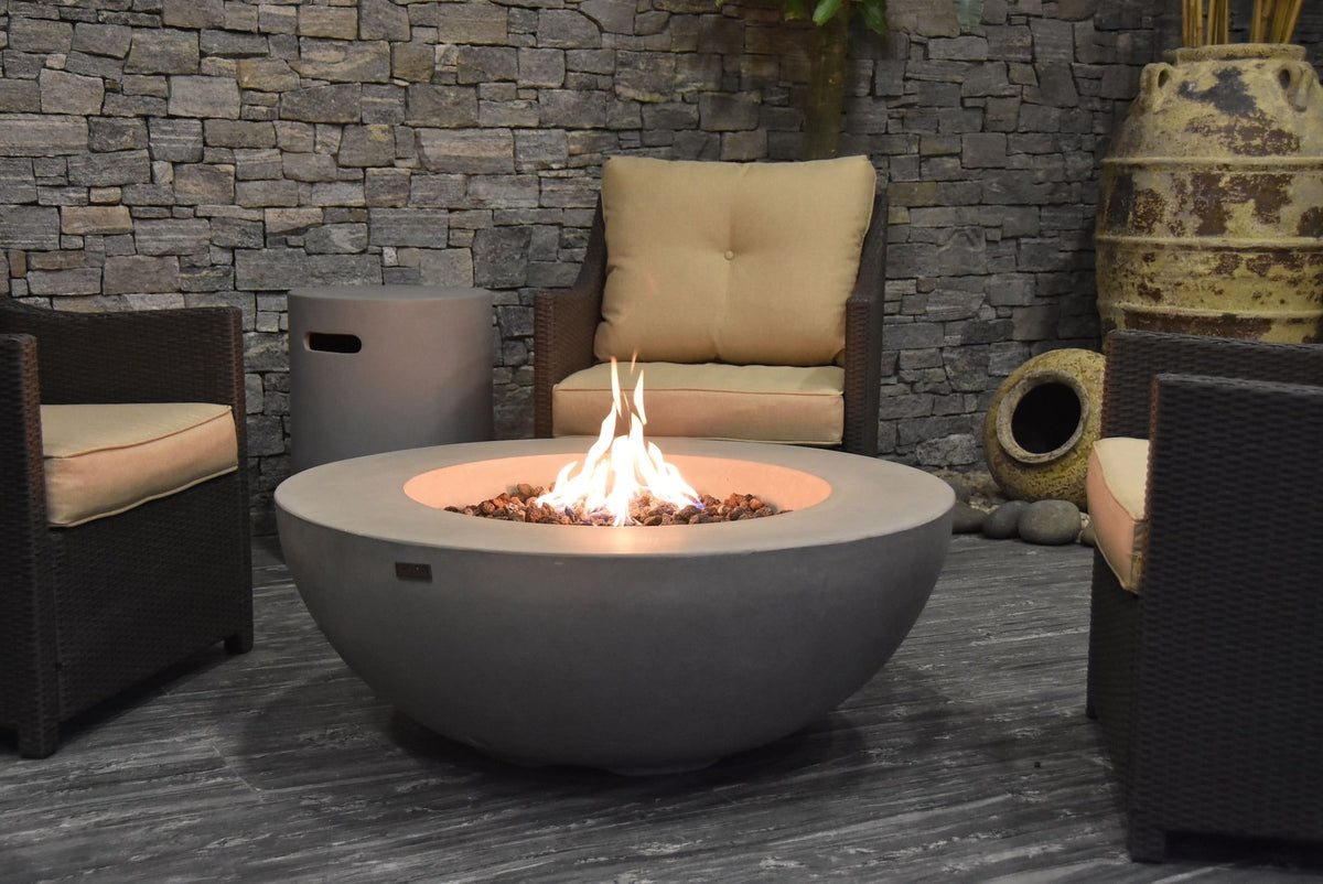 Elementi Lunar Bowl Fire Pit, Natural Gas, Light Grey, 45,000 BTU