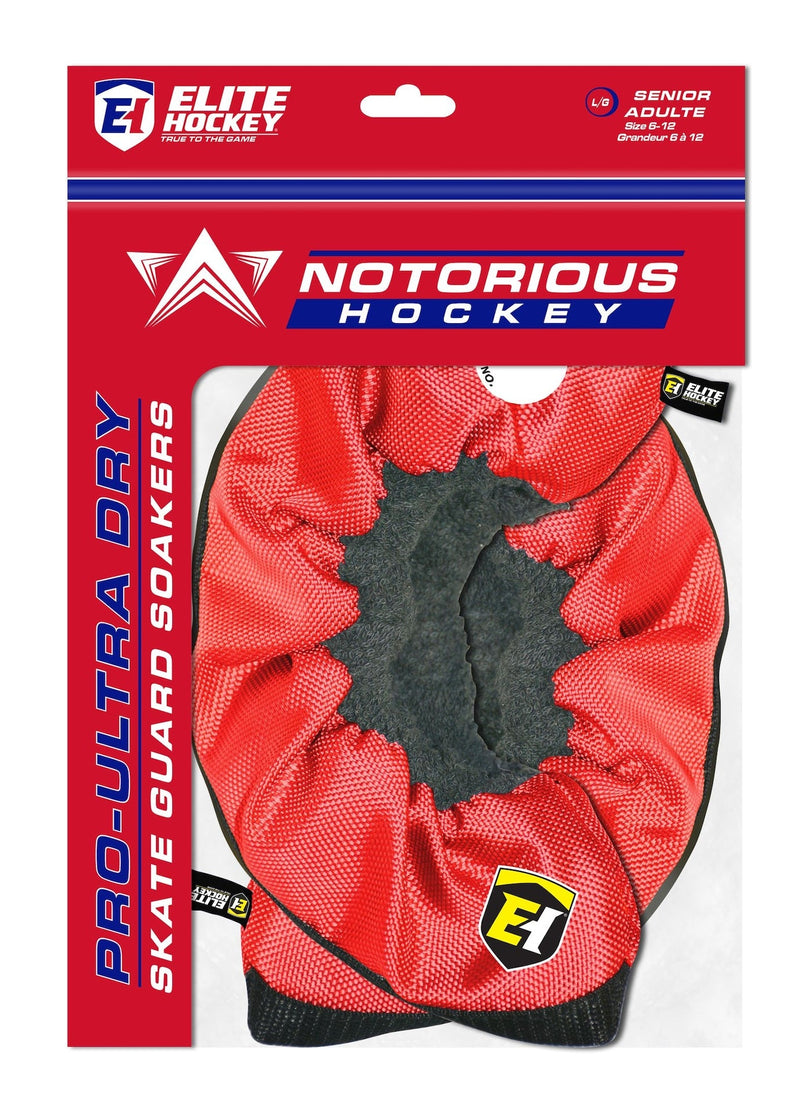 Elite Hockey Notorious Pro-Ultra Dry Soakers Skate Guards, Red, Assorted Sizes Y2