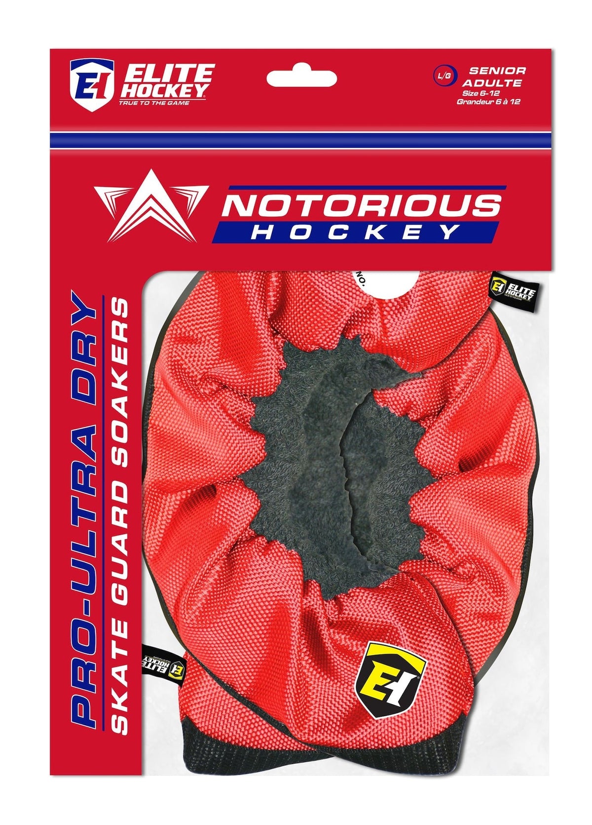 Elite Hockey Notorious Pro-Ultra Dry Soakers Skate Guards, Red, Assorted Sizes