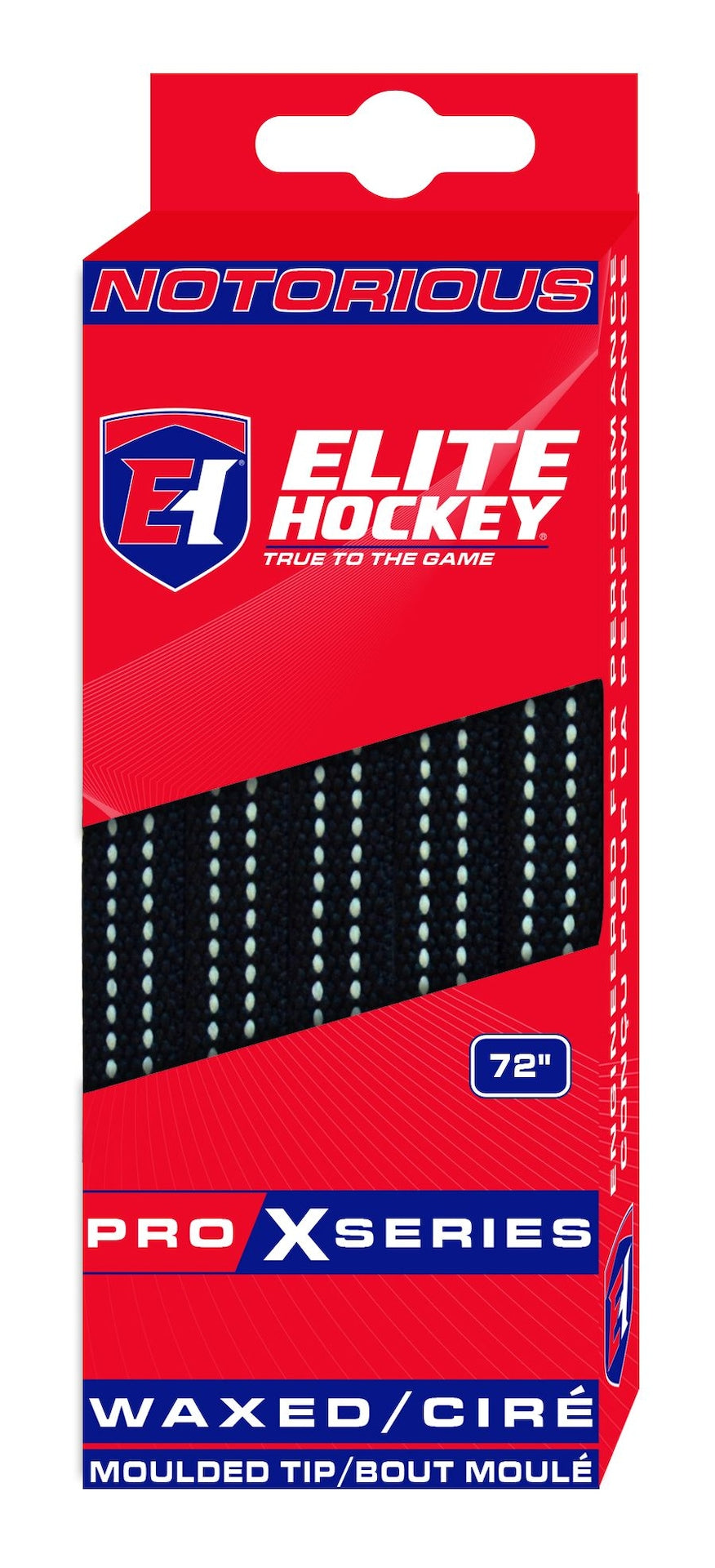 Elite Hockey Notorious Pro X Skate Laces, Waxed, Black, Assorted Sizes