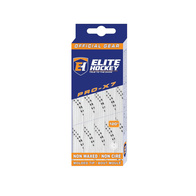 Elite Hockey Pro-X7 Skate Laces, Non-Waxed, White, Assorted Sizes E5