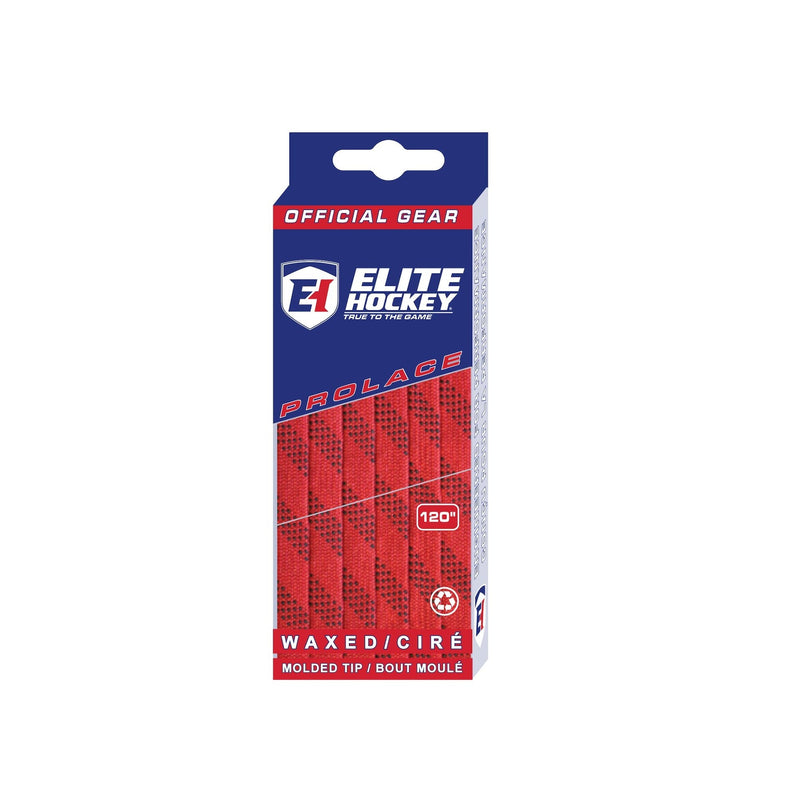 Elite Hockey Prolace Skate Laces, Waxed, Red, Assorted Sizes X6