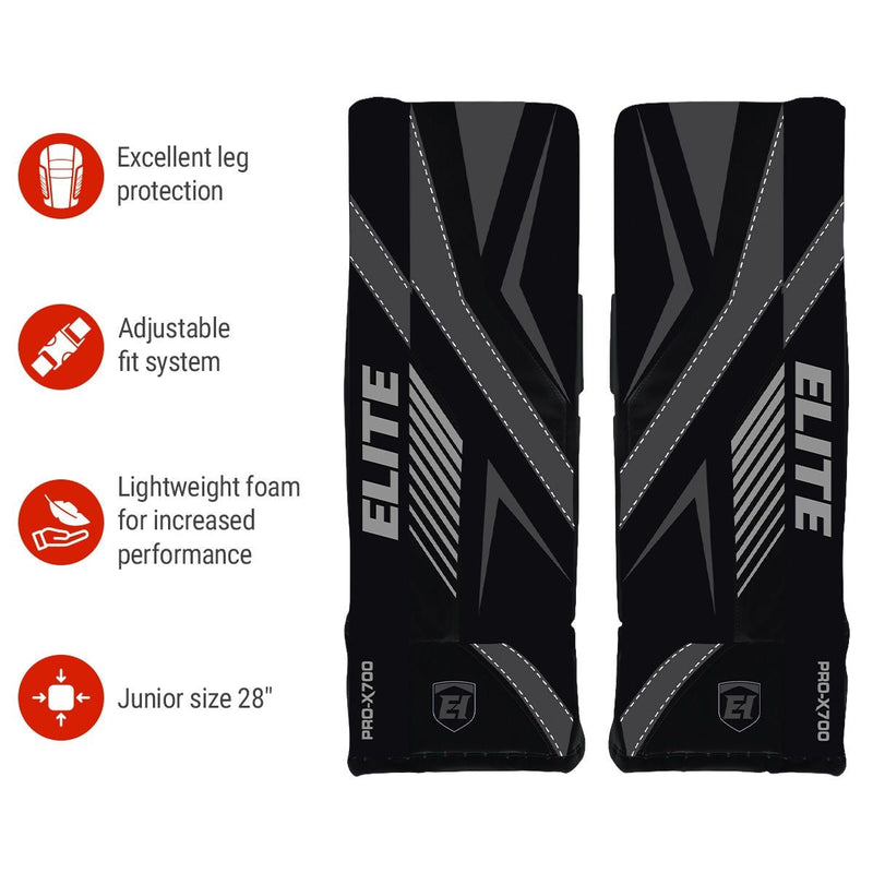 Elite Hockey Vasilevskiy PRO-X700 Street Hockey Goalie Leg Pads, Junior, 28-in M7