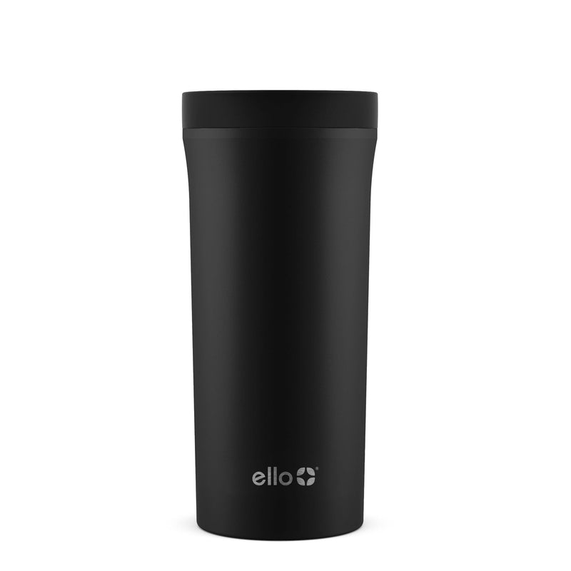 ello Arabica Vacuum Insulated Stainless Steel Travel Mug, 14-oz, Black, with Leakproof Slider Lid B8