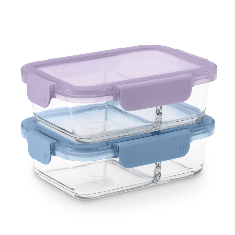 Ello Colour-lock Divided Meal Prep, 3.4 Cup, 2-pk U4