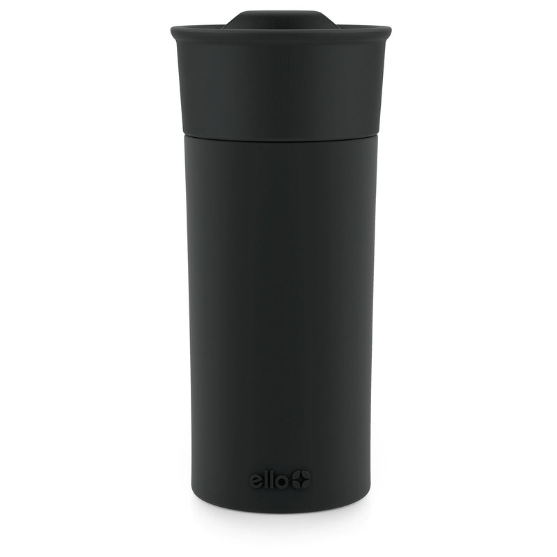 ello Ogden Ceramic Travel Mug, 16-oz, Black, with Silicone Insulated Sleeve W8