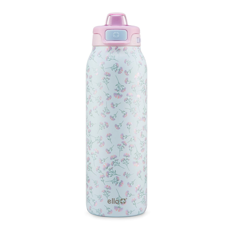 ello Pop & Fill Reusable Stainless Steel Insulated Water Bottle with Quick Fill Lid, 32-oz, Assorted Colours G4