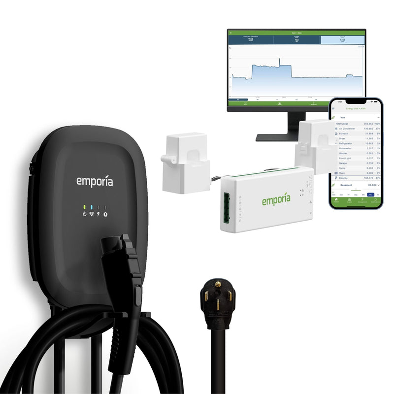 Emporia 40A Wi-Fi Level 2 NEMA 14-50 J1772 EV Charger with Load Management V9