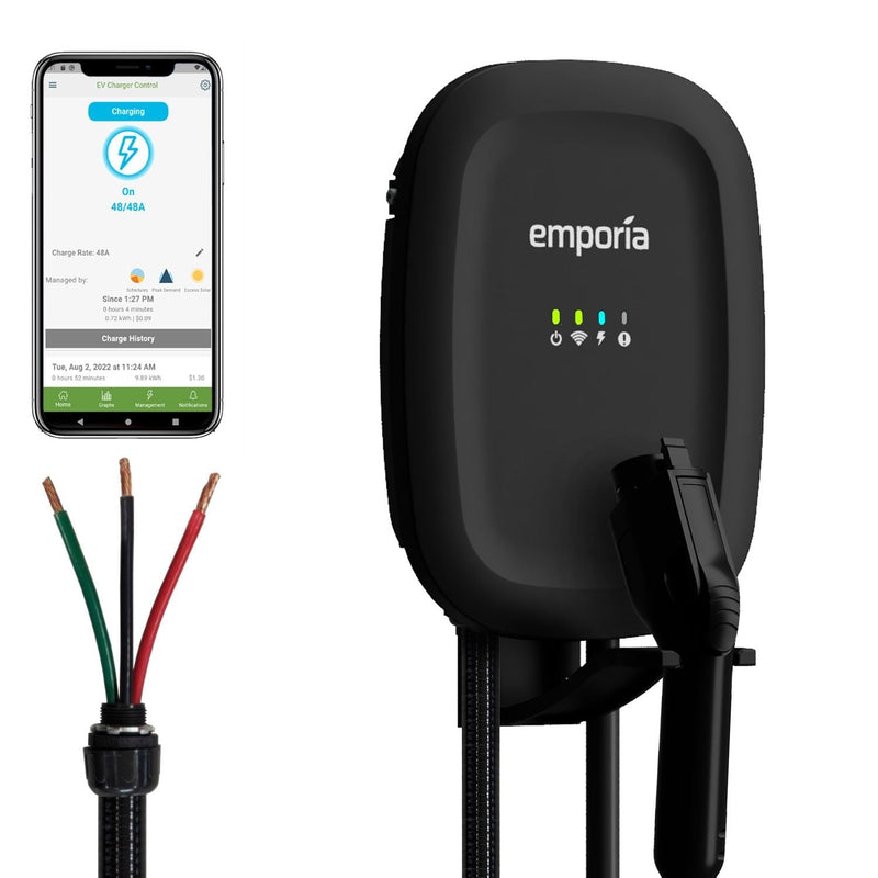 Emporia 48A Wi-Fi Level 2 Hardwired J1772 EV Charger S7