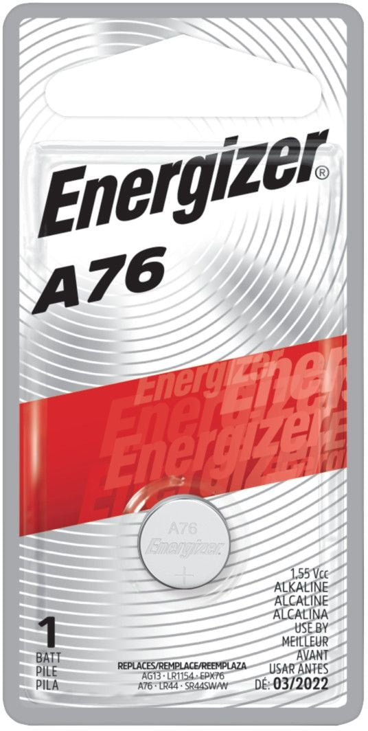 Energizer 1-pk A76 LR44 1.5V / 1.5 Volt Alkaline Miniature Battery, Long Lasting D7