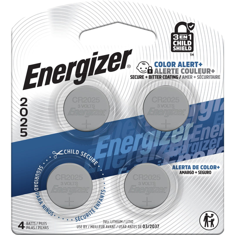 Energizer 2025 3V Lithium Coin Batteries, Long-Lasting, 4-pk D8