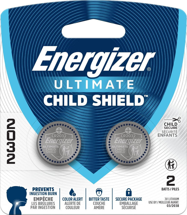 Energizer 2032 Child Shield Lithium Battery, 2-Pack A4