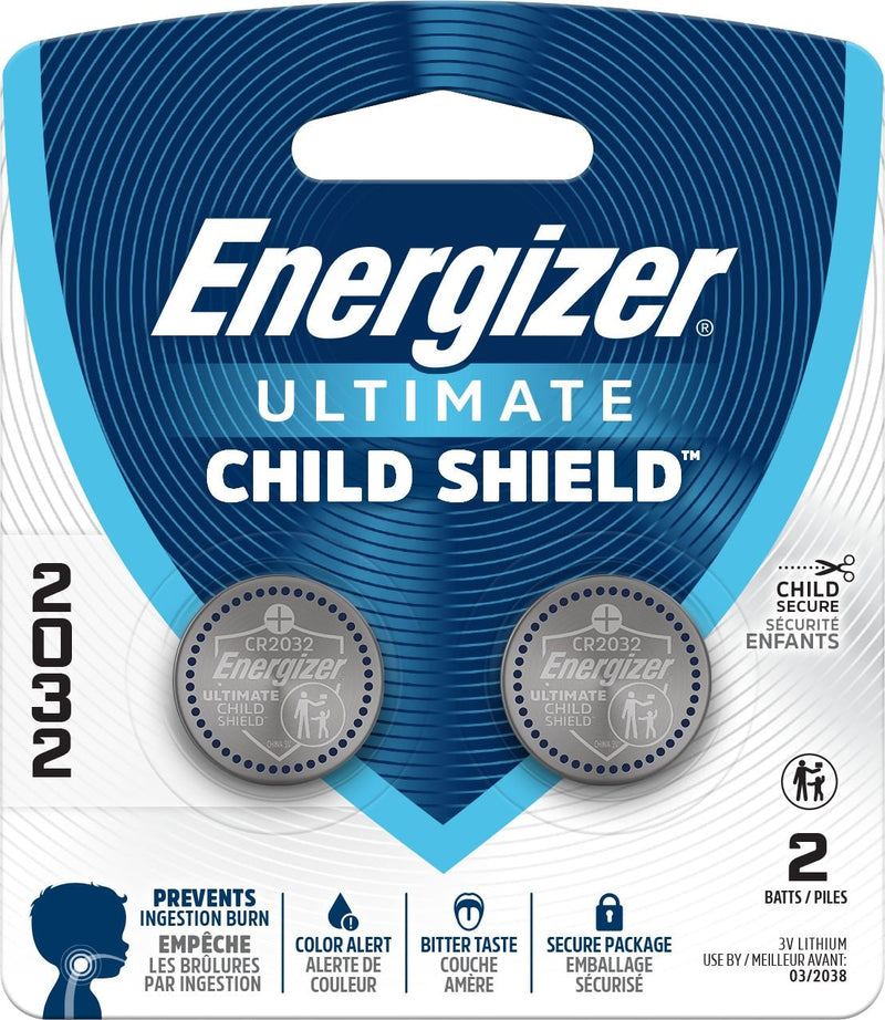 Energizer 2032 Child Shield Lithium Battery, 2-Pack A4
