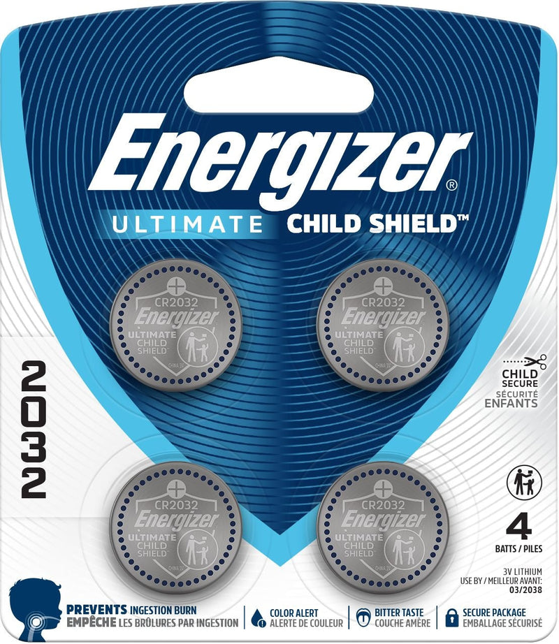 Energizer 2032 Child Shield Lithium Battery, 4-Pack N8