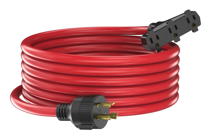 Energizer 30A 25-ft Triple-Outlet Extension Cord, Red J8