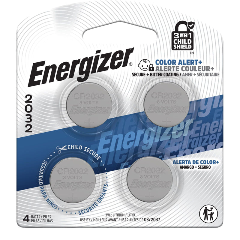 Energizer 4-pk CR2032 3V / 3 Volt Lithium Coin Cell Batteries, Long Lasting V9