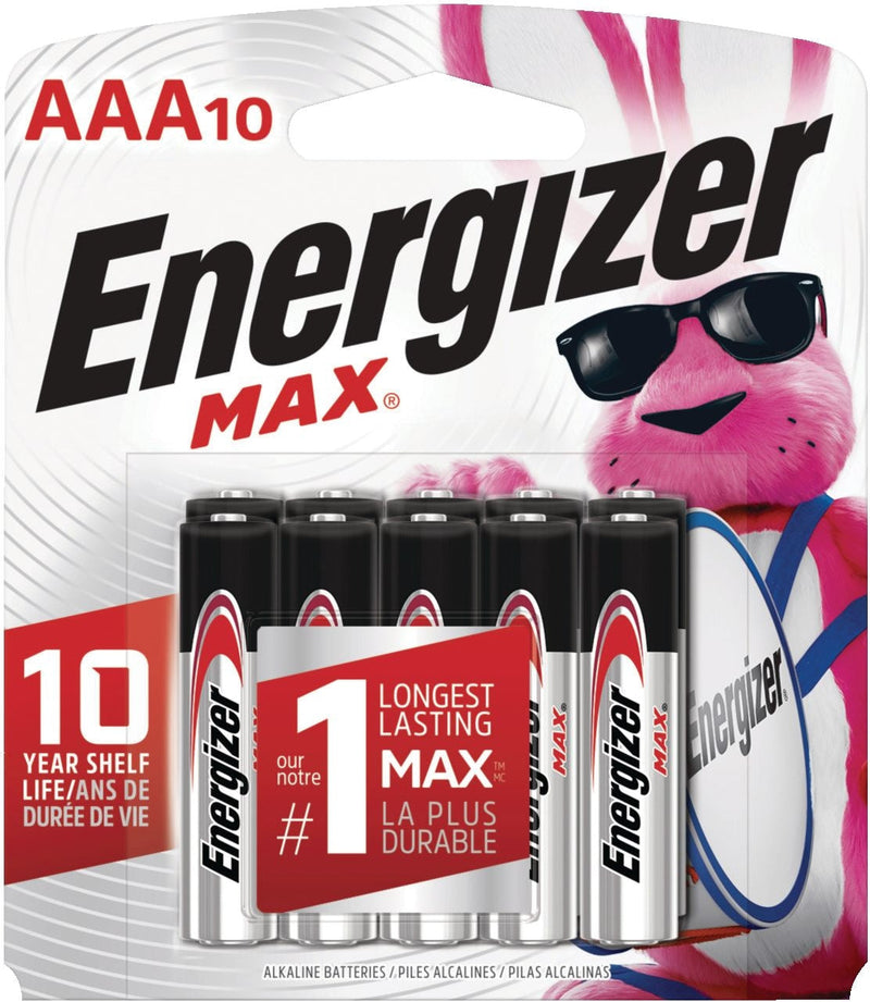 Energizer Max 10-pk AAA Alkaline Batteries, Long Lasting, All Purpose E2