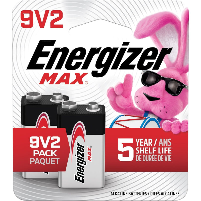 Energizer Max 2-pk 9V / 9 Volt Alkaline Batteries, Long Lasting, All Purpose L9