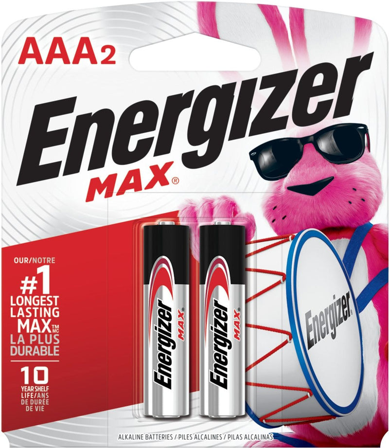 Energizer Max 2-pk AAA Alkaline Batteries, Long Lasting, All Purpose J8