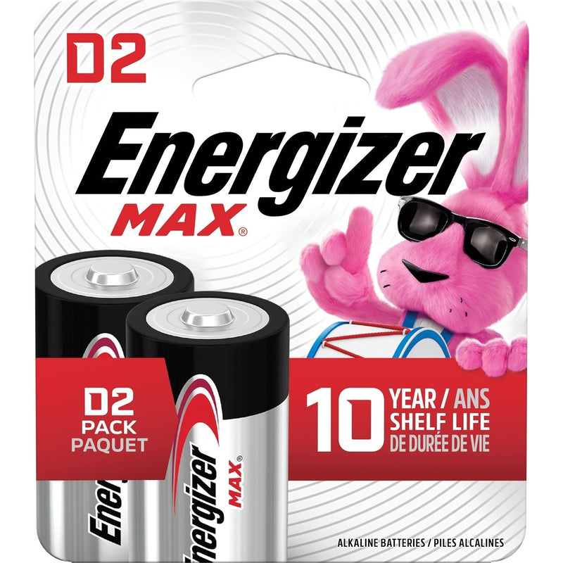 Energizer Max 2-pk D Alkaline Batteries, Long Lasting, All Purpose P5