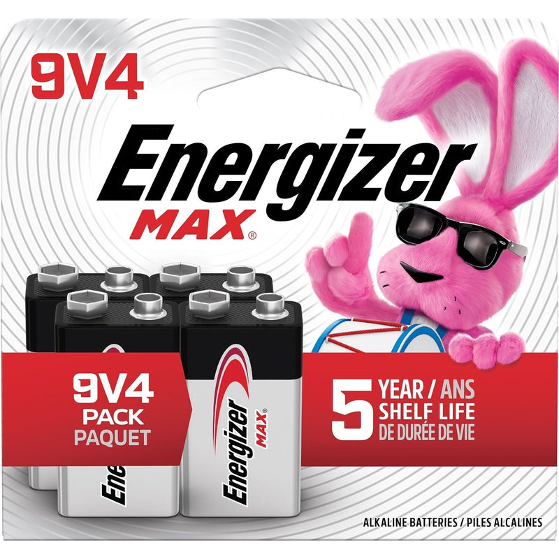 Energizer Max 9V Batteries, Long Lasting, All Purpose, Alkaline, 4-pk N0