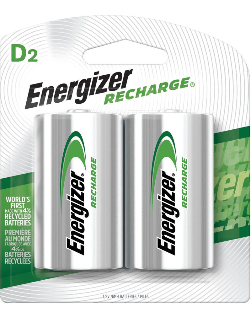 Energizer NH50BP-2 2-pk D NiMH Rechargeable Batteries, Pre-Charged, Long Lasting L8