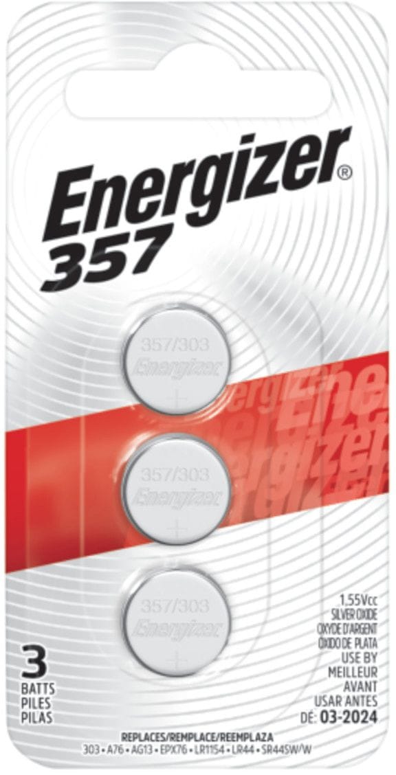 Energizer Silver Oxide 3-pk 357 LR44 AG13 303 A76 1.5V / 1.5 Volt Button Coin Cell Batteries S5