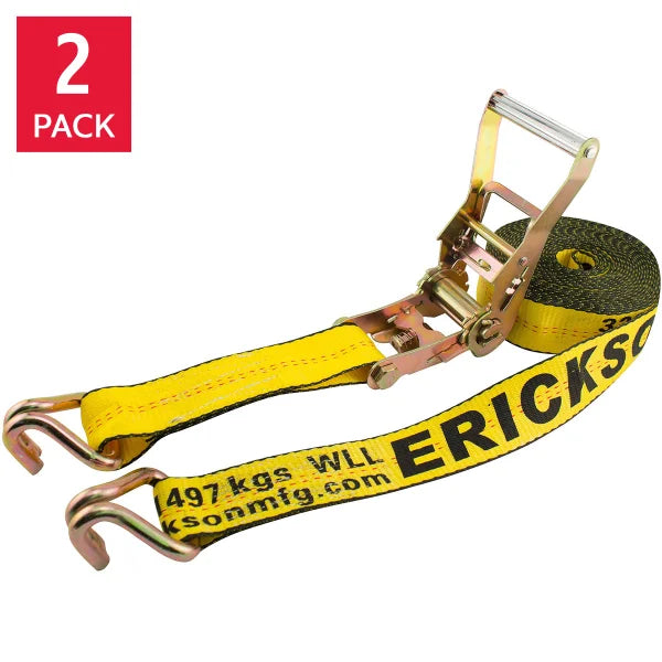 Erickson 8.2 m (27 ft.) Ratchet Strap with Double J Hooks 2-pack O0