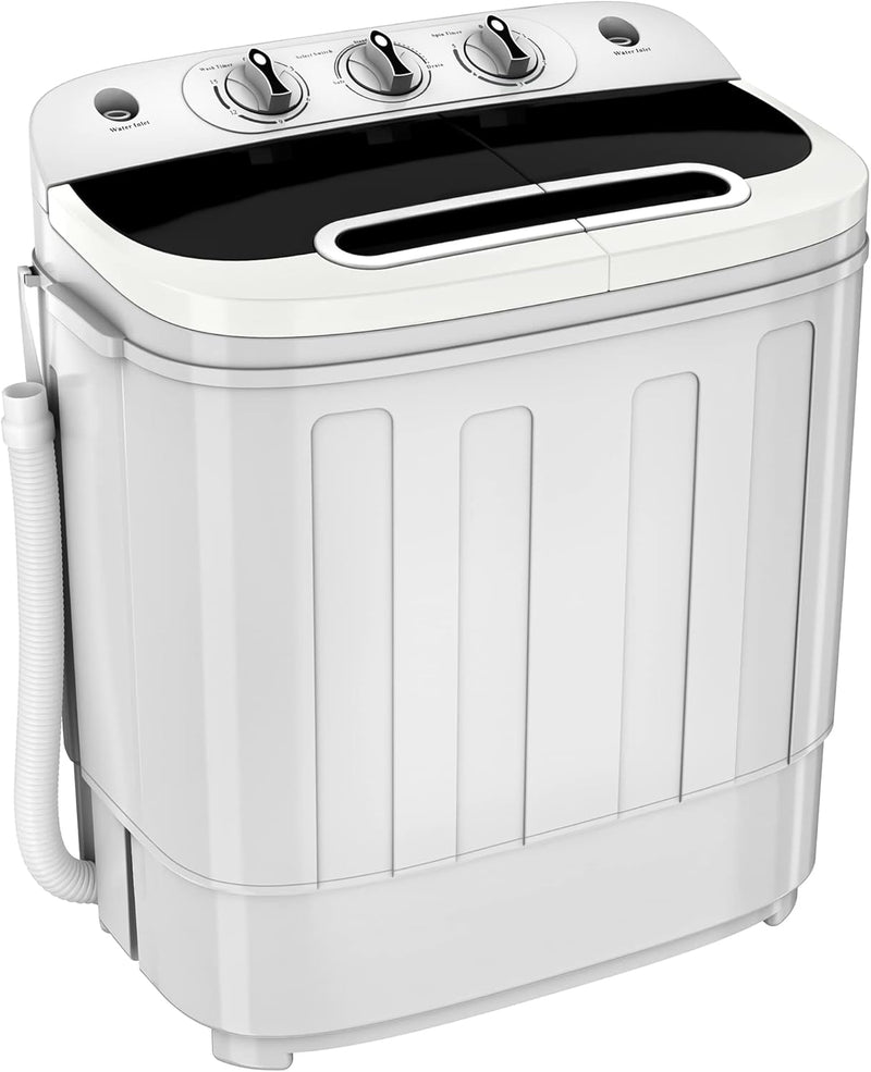 Portable mini double-burner washing machine, capacity 13 pounds, equipped with a spin dryer, a compact clothes washing machine, a lightweight small-sized washing machine, suitable for families, apartments, dormitory rooms, and campers. N7