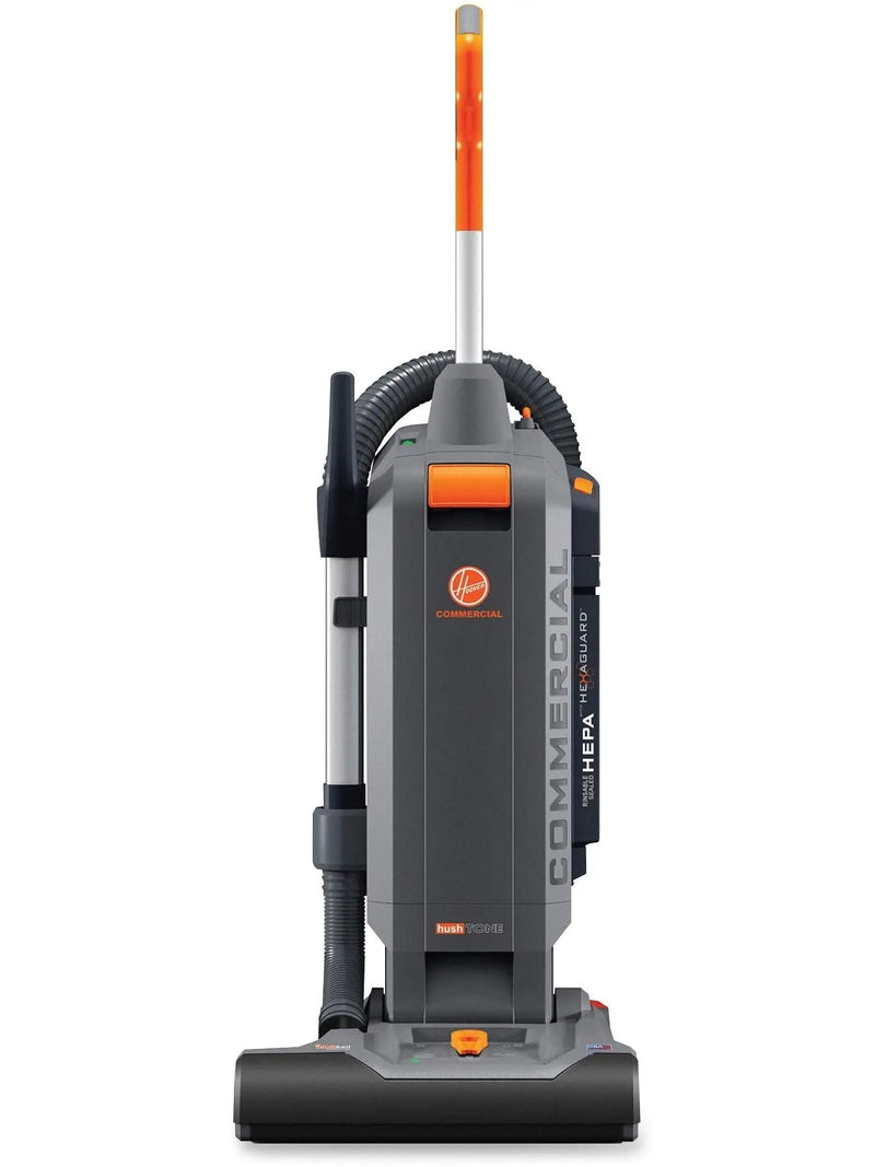 Hoover Commercial HushTone Upright Vacuum Cleaner, 15 inches with Intellibelt, For Carpet and Hard Floors, CH54115, Gray J7
