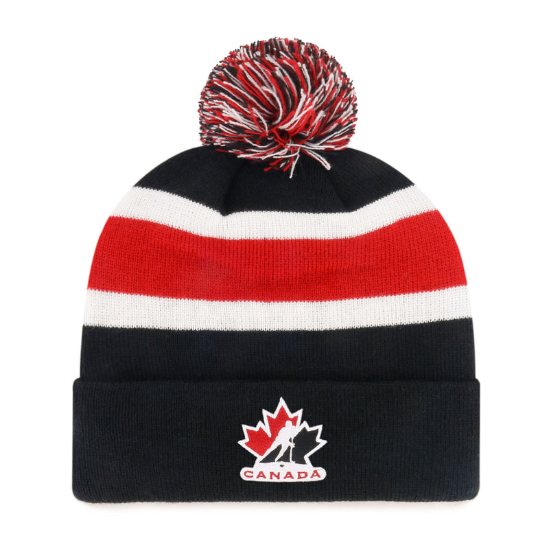 Fan Favorite NHL Team Canada Adult Standard Mass Knit Toque with Breakaway Cuff and Pom Pom M5
