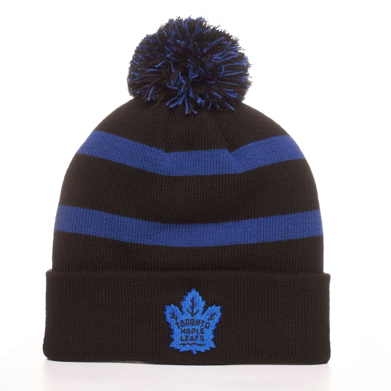 Fan Favorite NHL Toronto Maple Leafs Mass Breakaway Cuff Knit Pom Toque, Black, Adult U9