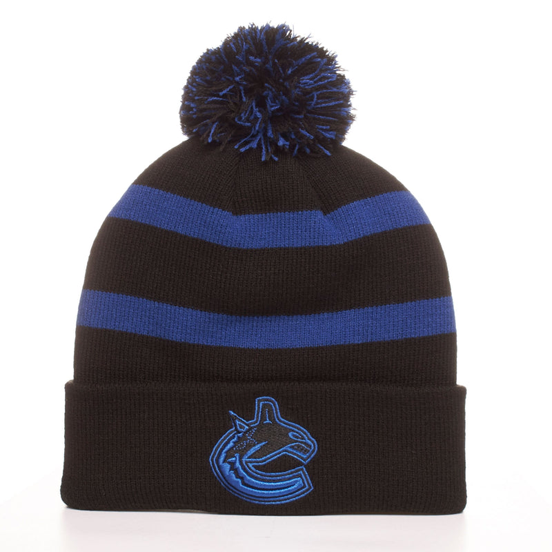 Fan Favorite NHL Vancouver Canucks Mass Breakaway Cuff Knit Pom Toque, Black, Adult O9
