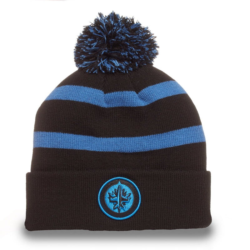 Fan Favorite NHL Winnipeg Jets Mass Breakaway Cuff Knit Pom Toque, Black, Adult C3