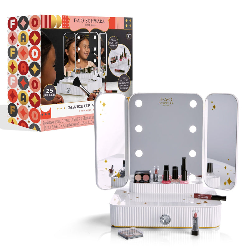 FAO Schwarz Girls Vanity Makeup Studio Low Profile, 24 Piece, White Y5