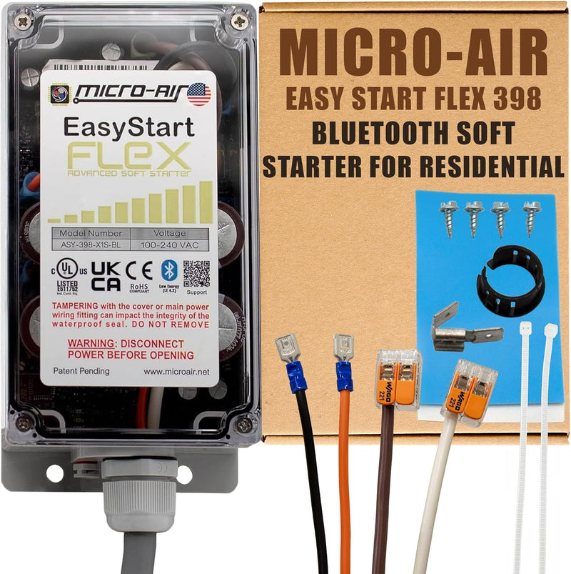 Bluetooth Soft Start Kit for Home Air Conditioner, RV & Commercial Use, Works with Generators, Reduces Power Surge, Efficient Start-Up - Up to 6 Tons w/Installation Kit V4