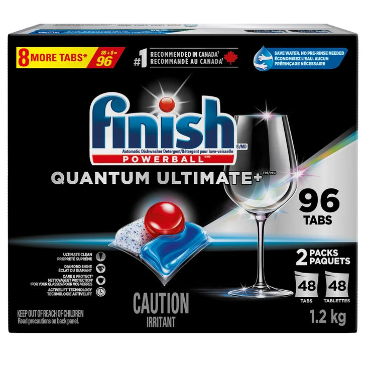 Finish Quantum Ultimate+ Dishwasher Detergent, 96 Tablets T8