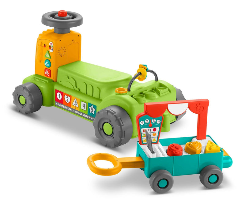 Fisher-Price Laugh & Learn 4-in-1 Farm to Market Tractor Ride-On Learning Toy for Baby & Toddlers O7
