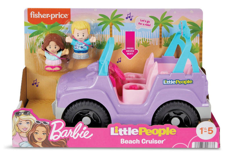 Fisher-Price Little People Barbie Beach Cruiser & Figures Set for Kids, 3-Pc, Ages 18 m - 5 yrs O1