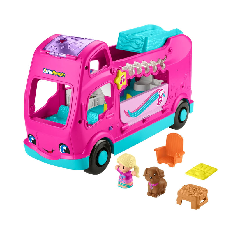 Fisher-Price Little People Barbie Dream Camper RV Playset with Music Lights & 2 Figures F4