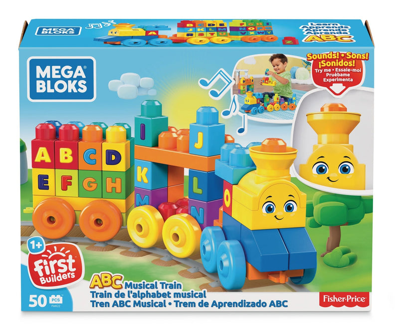 Fisher Price Mega Bloks First Builders ABC Musical Learning Train Playset, 50 pc, Ages 1+ U0