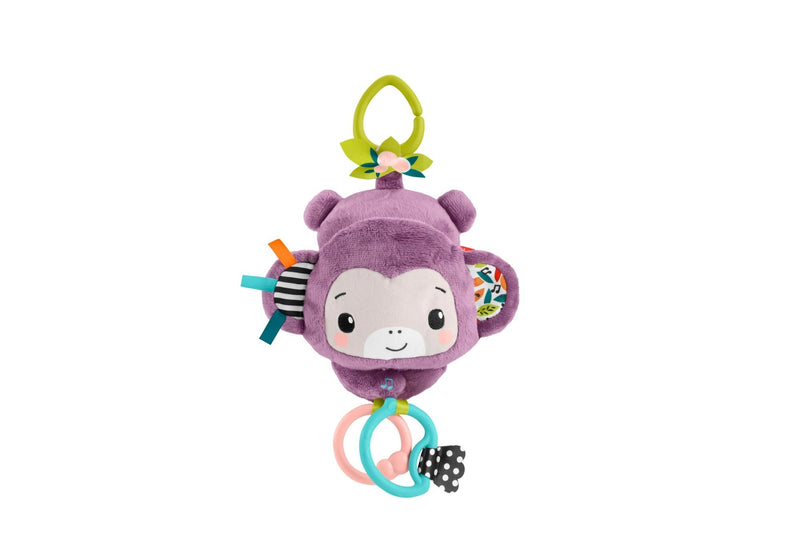 Fisher-Price Sing n Go Purple Monkey Plush Baby Stroller Sensory Toy For Newborns A6