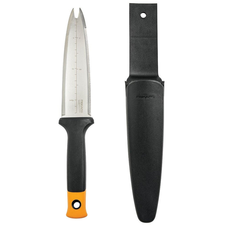 Fiskars Stainless-Steel Dual-Edged Garden Hori Hori Knife with Sheath P8