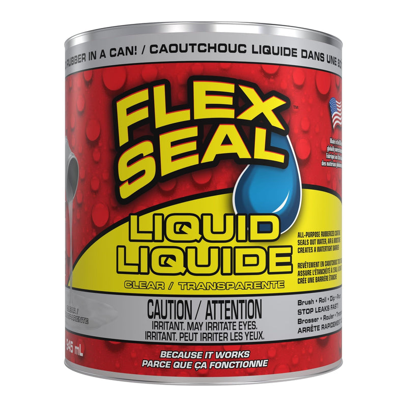 Flex Seal Liquid Rubber Sealant Coating, Paint-On Weatherproof Leak Protector, Clear, 946-mL Q8