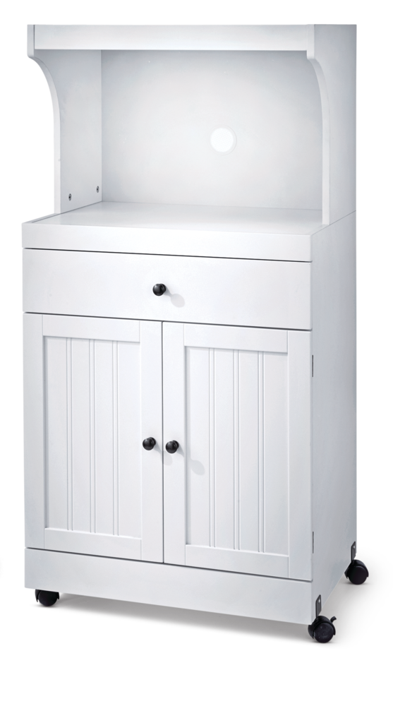 For Living 2-Door 1-Drawer Microwave Cart/Stand Kitchen Storage Cabinet With Wheels, White Z0