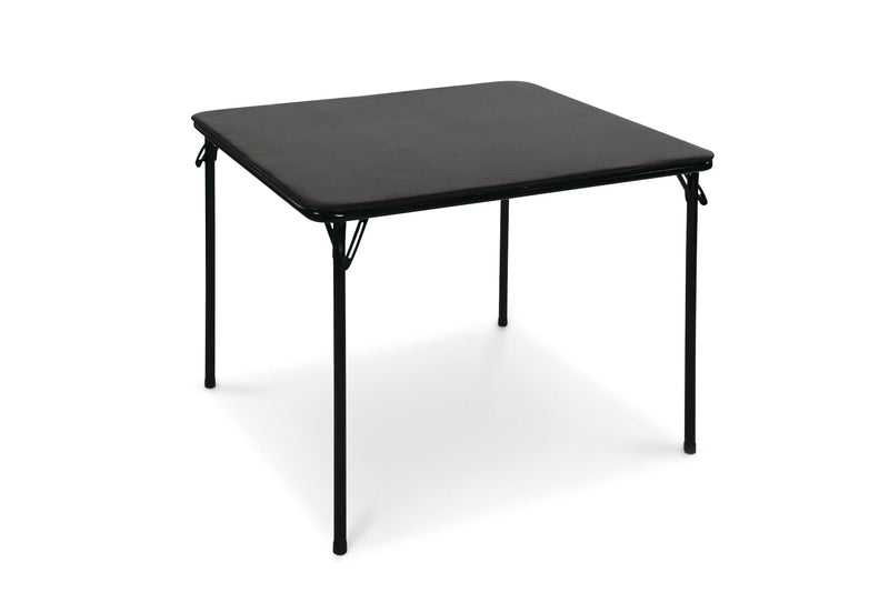 For Living 34-in x 34-in Portable Vinyl Top Metal Folding Card Game/Activity Table, Black T0
