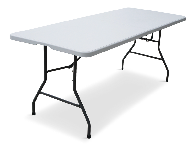 For Living 6-ft Portable Indoor/Outdoor Plastic & Metal Folding Table with Handle, White V0