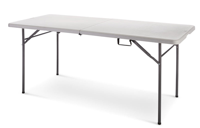For Living 6-ft Portable Plastic & Metal Folding Table with Handle, Grey F8