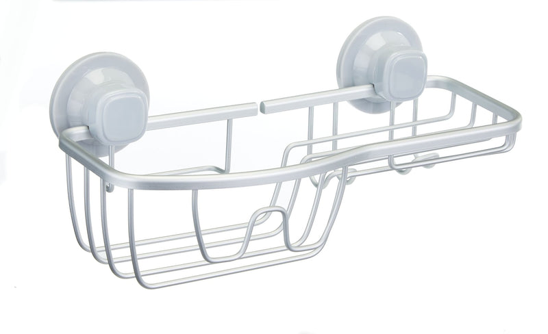 For Living Aluminum Rust-Resistant Suction Basket Shower Caddy with Hook, 3-in x 11-in x 5-in K3