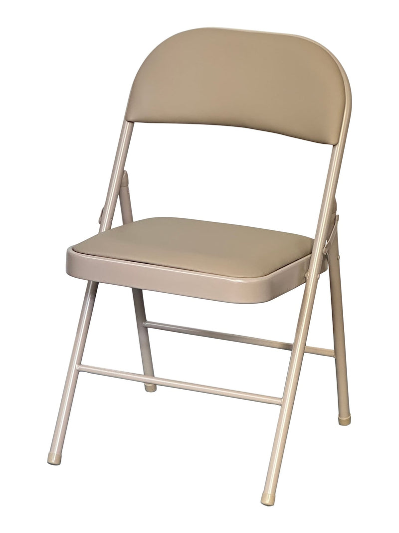For Living Beige Indoor Padded Vinyl Folding Chair H0
